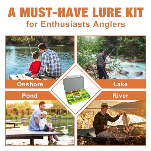 TRUSCEND Complete Fishing Lures - Tackle Box with Tackle Included - Crankbaits, Minnows, Frogs, Vibes, Poppers, Spinners, Spoons, Soft Baits, Hooks & Weights Accessories Kit for Bass Panfish Trout - color: B-240pcs Giftable Kit