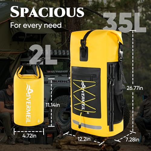 Waterproof Backpack Dry Bag with bungee cord and small waterproof Bag Yellow - color: Yellow, style: Dry Bag + Small Bag