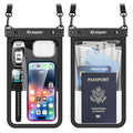 Rynapac Large Waterproof Phone Pouch [Up to 10"] - 2 Pack IPX8 Waterproof Phone Case for iPhone 17 16 15 Pro Max Galaxy S26 Ultra, Touchscreen & Underwater Photography, Beach Cruise Essentials 2026 - color: [Black + Black] Large Waterproof Phone Pouch, si