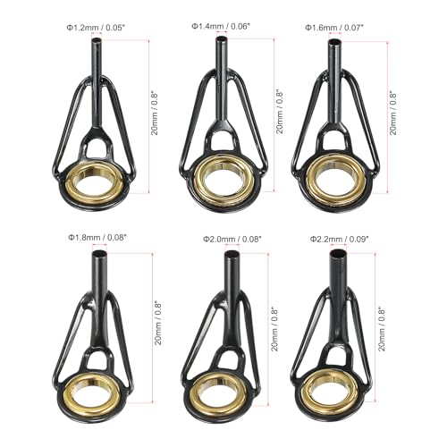 PATIKIL Fishing Rod Tip Repair Kit Stainless Steel Pole Ring Guide Replacement for Saltwater Freshwater Fishing - color: Golden, size: 1.2-2.2mm
