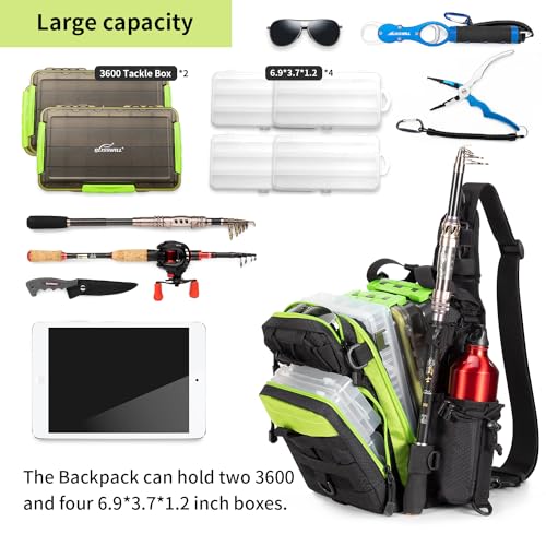 BLISSWILL Outdoor Tackle Bag - Large Water-Resistant Fishing Backpack - color: E：green Noir Elegance, style: Standard (11.8*8.66*4.0 Inch)
