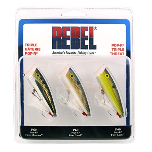Rebel Lures Pop-R Topwater Popper Fishing Lure - color: Triple Threat 3 Pack, style: Pop-r (1/4 Oz)