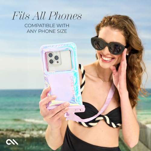 Case-Mate Soap Bubble IP68 Waterproof Phone Pouch - Iridescent | Touchscreen Floating Waterproof Phone Case with Crossbody Lanyard - Fits All Phones - Beach Cruise Ship Travel Essentials - color: Iridescent