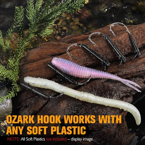 Dovesun Ozark Rig Fishing Hooks, 12PCS Weedless Weighted Jig Heads for Soft Plastics, 3/0 Texas Rig Hooks for Bass Fishing, Freshwater & Saltwater, 1/8 oz 1/4 oz 3/8 oz - color: 3/8OZ - 12PCS