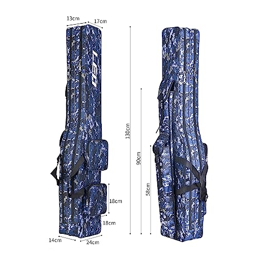 LEOFISHING Fishing Tackle Storage Bag 130cm/4.27ft Portable Fishing Rod Reel Organizer Fishing Pole Gear Tool Cases Carrier Two Layer Durable Oxford Large Capacity Travel Fishing Cover Bag 5 Color - color: Digital Code Camouflage
