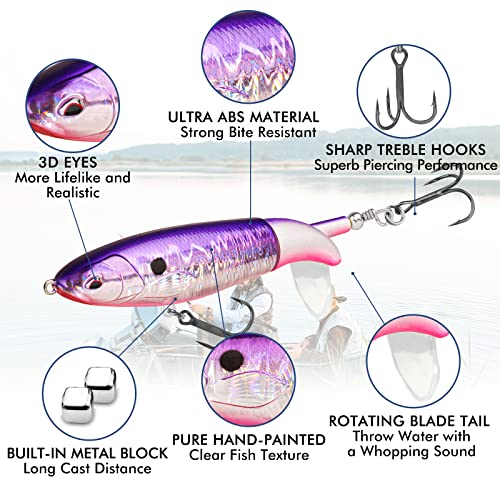 TRUSCEND Popobait Easy Catch Fishing Lures with BKK Hooks, Instant Startup, Longer Cast, Balanced Spray/Sound/Swim, Plopper Topwater Lures for Bass, Trout, Pike, Walleye, Freshwater Saltwater Fishing - color: D1-4.3",0.56oz