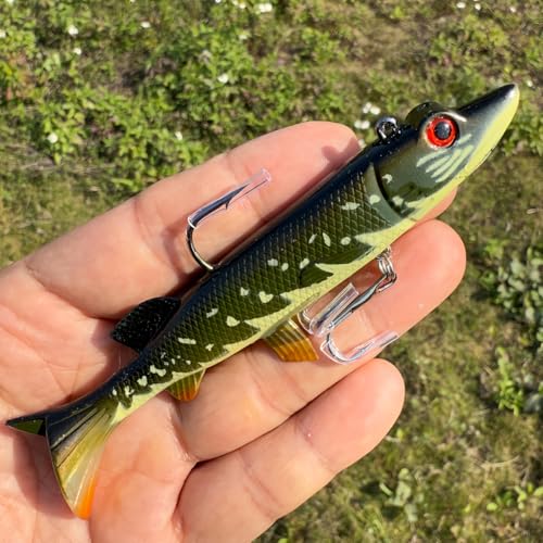 Soft Fishing Lures Shad Minnow Swimbaits, Pre-Rigged Jig Heads Paddle Tail Swim Baits for Bass, Trout, Walleye, Crappie, Sinking Jigs Bait for Saltwater Freshwater, Fishing Gifts for Men - color: B