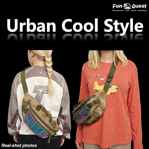Outdoor Fanny Pack, Large Capacity Hiking Waist Packs with Adjustable Belt & Reflective Strip,good for Travel,Finshing,Running, Cycling (Dark Camo) - color: Dark Camo
