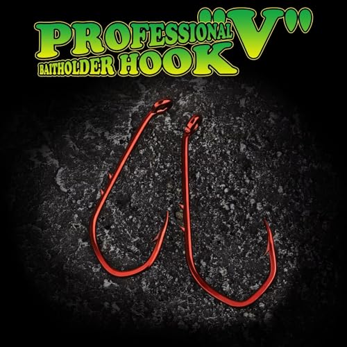 LUCKYFISHING Baitholder Fishing Hooks Saltwater Freshwater 100/80/70/60pcs Professional V Bait Holder Hooks for Bass Trout Crappie Soft Live Baits Black Red with Size 1 2 4 6 8 1/0-6/0 - color: Red, size: Size: 8#-100pcs