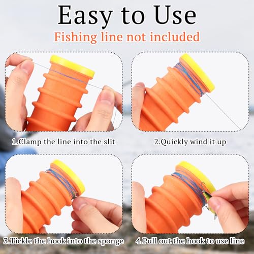 6 Pcs Fishing Leader Holder 6 Pack with Storage Box 72 Slot Snell Hook Organizer Anti-Tangle Rig Keeper for Walleye Catfish Bass Trout - color: Orange