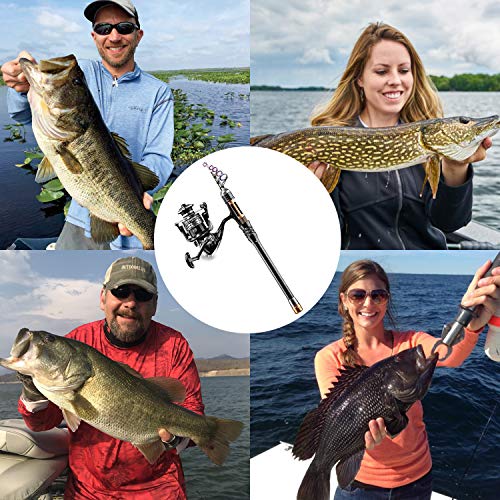ShinePick Fishing Rod Kit, Telescopic Fishing Pole and Reel Combo Full Kit with Line Lures Hooks Carrier Bag for Travel Saltwater Freshwater Boat Fishing Beginners - color: 2.1M