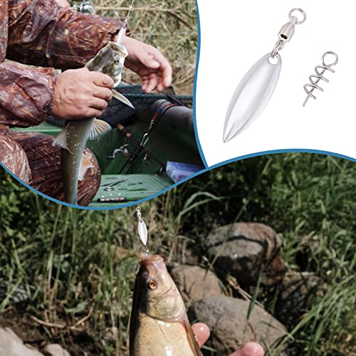 SUPERFINDINGS 15Pcs Fishing Lures Willow or Colorado Blade Spinner Blades Bearing Swivels Tail Spinner Spinnerbait Lure Making Supplies Bass Lures - color: Stainless Steel