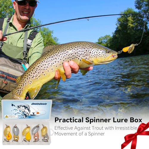 QualyQualy Trout Lures Fishing Spinnerbaits 5pcs Brass Hard Metal Spinner Trout Baits Fishing Lure for Perch Freshwater Saltwater Lake River - color: #A, size: 1/6 oz