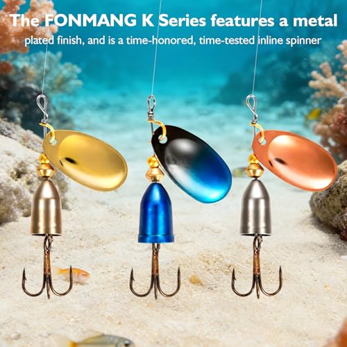 FONMANG Fishing Lure Spinner baits for Freshwater and Saltwater,2026 New Bass Trout Fishing Lures Also for Crappie Salmon Walleye Pike - color: A-12Pcs Spinners