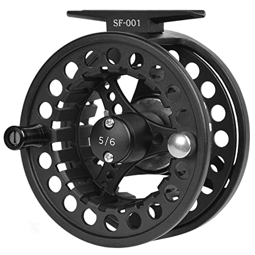 SF SF-001 Large Arbor Fly Fishing Reel with Aluminum Alloy Body 3/4wt 5/6wt 7/8wt Die Cast Pre-Loaded Fly Reel with Line Combo for Trout Bass Carp Pike Panfish - color: Matt black-Unloaded, size: 5/6wt
