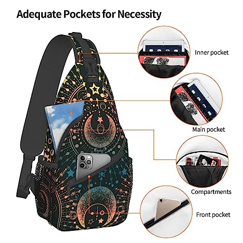 VOOHDDY Magical Astrology Moon Star Magic Sling Bag For Women Men Travel Hiking Backpack Crossbody Shoulder Chest Bags Casual Daypack Sport - color: Magical Astrology Moon Star Magic