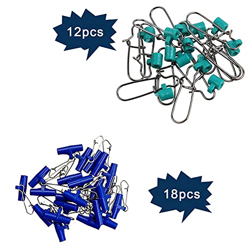 Fishing Line Sinker Slides- 30pcs Stainless Steel Braid Line Sinker Slider with Duo-Lock Snap High-Strength Line Weight Connectors for Saltwater Surf Fishing Rigs Catfishing - style: 2 Colors Mixed-30pcs
