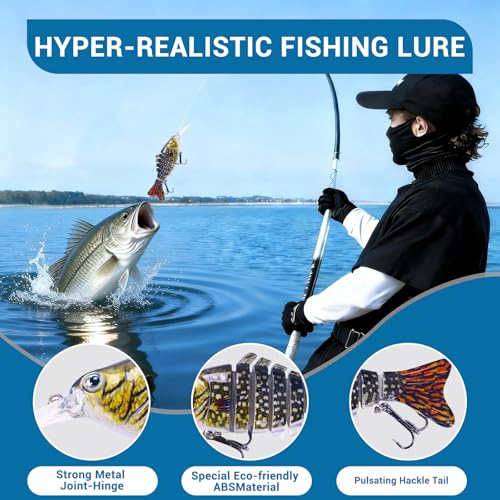 Keenjorika Fishing Lures Multi Jointed Fish Fishing Kits, Slow-Sinking Lifelike Segmented Swimbait Crankbaits, Realistic Swimming Action for Bass, Trout, Pike & Walleye, Freshwater and Saltwater - color: 3 Pack-Style 11