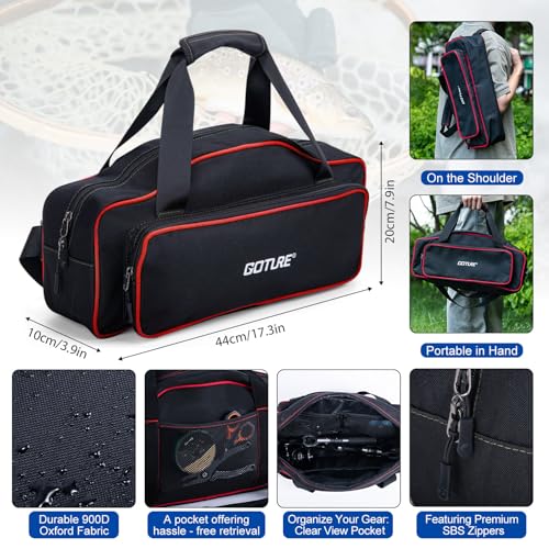 GOTURE Telescopic Fishing Rod and Reel Combos, Carbon Fiber Travel Fishing Pole, 9+1 BB Spinning Reel, Saltwater Freshwater Fishing Gear Kit with Braided Line, Lures, Carrier Bag for Bass Trout - color: 1 Rod & 1 Reel Spinning Fishing Combo - Oxford Soft