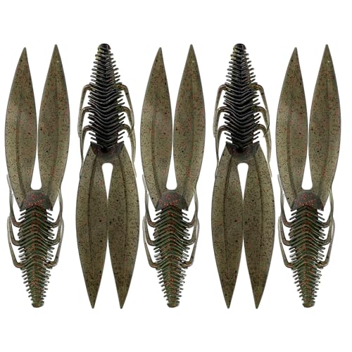 6th Sense – Bodega – Soft Plastic Creature Bait – Bass Fishing – Twin Ridge Tail Action – Multiple Sizes – Made in the USA - color: Darkmelon Red, size: 6.5in (5/pk)