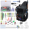 Fishing Backpack with Tackle Boxes,Waterproof Fishing Shoulder Bag for Fishing Gear,Fish Bag with 136 Pcs Fishing Lures Kit,Fish Hook Remover Tool,Fish Lip Gripper,Fishing Plier,Gifts for Men (Green) - color: Green