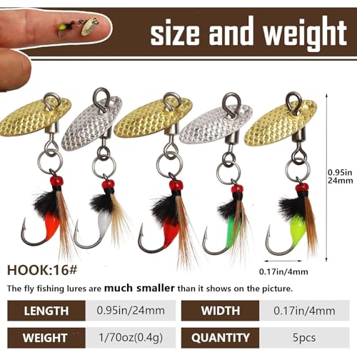 Dovesun Fly Fishing Lures Fly Fishing Flies Wet Fishing Flies Fishing Lures Fishing Spinner for Bass Sunfish Pike Trout 5PCS/10PCS - color: Mosquito-5pcs, size: Hook Size 16#