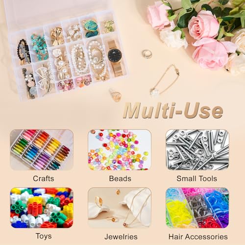 Mauproy 18 Grids Large Plastic Organizer Box with Adjustable Dividers, Clear Compartment Storage Container Tackle Box with Label Stickers for Beads, Crafts, Jewelries, Tools - style: Large 18 Grids