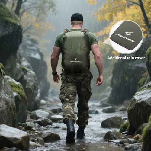 Maelstrom Tactical Backpack for Men, Water Resistant 40L Military Bag | Molle System, 900d Polyester, Laptop Pocket, Load Compression, Tripod Straps, For Hunting, Travel, Hiking,Gym, Camping - color: E.woodland Camo