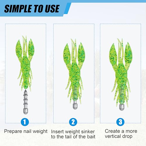 Nail Weights for Bass Fishing Sinkers Weights,40pcs Wacky Worm Weights Insert Sinkers Weights for Plastic Wacky Rig Bass Fishing - style: 1/32oz - 40pcs