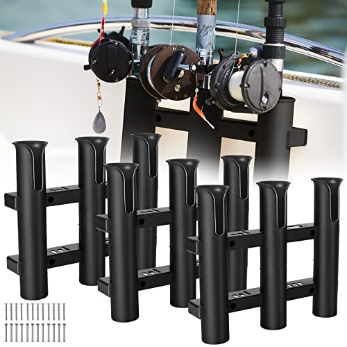 Shappy 3 Pcs Fishing Rod Holder Bracket Tube 3 Rod Rack Wall Mounted 10.63 Inch Fishing Pole Holders for Boats with Screws Nuts Side Mount for Boat Truck Kayak Garage (Black) - color: Black