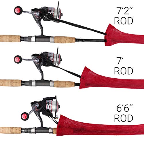 RUNCL Fishing Rod Sleeves & Reel Bags, Spinning/Casting Rod Socks & Spinning/Baitcasting Reel Covers - Protection Solution, Space Saver, Perfect Storage - Fishing Pole Sleeves & Reel Pouch (2 Pack) - color: Spinning Rod Sleeves*2pcs+Reel Bags*2pcs,(Red)