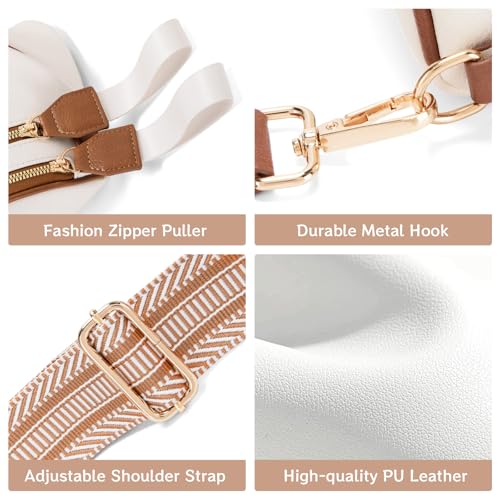 oscaurt Leather Crossbody Bag Bum Bag for Women Large Sling Bag Cross Body Purse Shoulder Handbag Fanny Pack - color: Beige, size: Medium