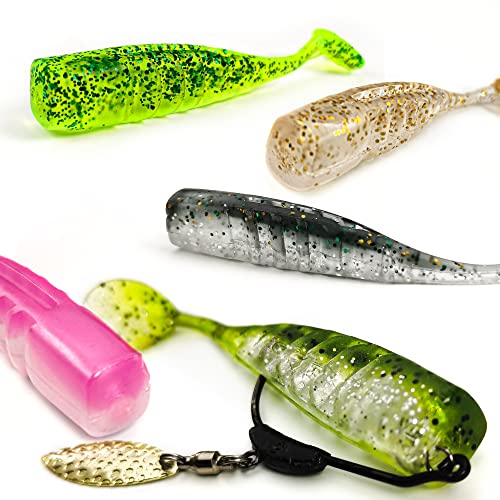 Soft Fishing Lures Shad Minnow Swimbaits, Pre-Rigged Jig Heads Paddle Tail Swim Baits for Bass, Trout, Walleye, Crappie, Sinking Jigs Bait for Saltwater Freshwater, Fishing Gifts for Men - color: B3-15pcs-3.5"-3/16oz