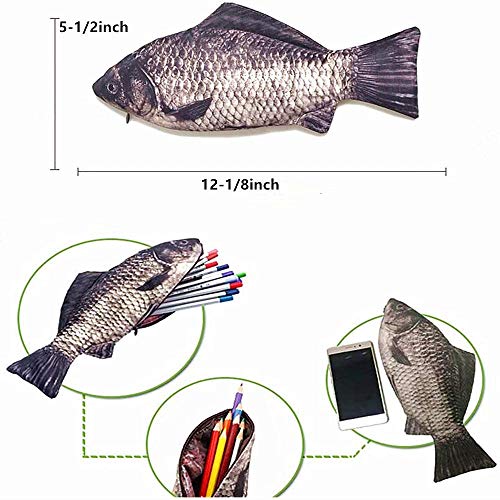 2 Pieces Simulation Fish-Shaped Pencil Case, Waterproof Coin Purse, Novelty Stationery Bag, Durable School Office Supplies Gift for Boys Girls