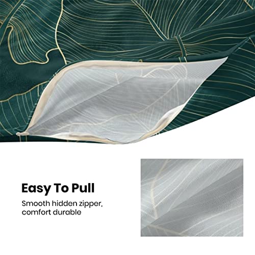 AEIOAE Tropical Leaves Pillow Covers 18 X 18 Inch Set of 2, Emerald Green Minimalist Geometric Palm Leaf Throw Pillow Covers Plant Outdoor Decorative Pillows for Couch Home Sofa Summer Decor - color: Tropical Leaves, size: 18" x 18" (Pack of 1)