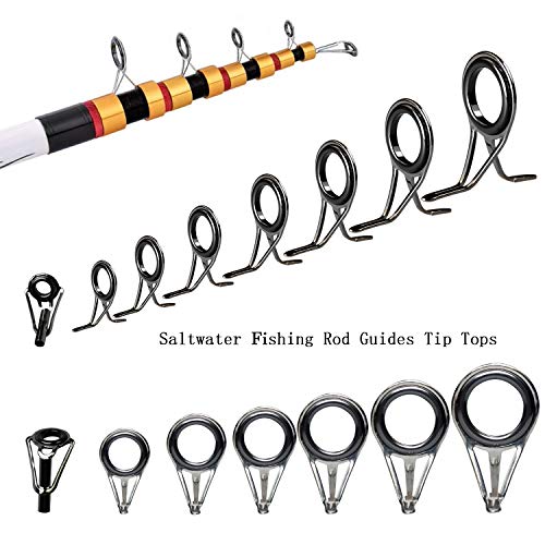 QualyQualy Fishing Rod Repair Kit - Tip Guide Replacement - Stainless Steel Ceramic Ring - 6pcs/7pcs/30pcs - color: C - Rod Guides 7pcs