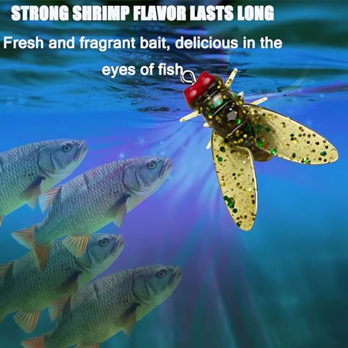 Bionic Fly Fishing Bait (20PCS) - 2024 New Trout Jigs Swimbaits Dry Flies Bass Fly Fishing Lures Kit, Saltwater ＆ Freshwater Flies Spinner Swim Baits Fly Fishing Hook Panfish Lures Set - color: Green, size: 8mm