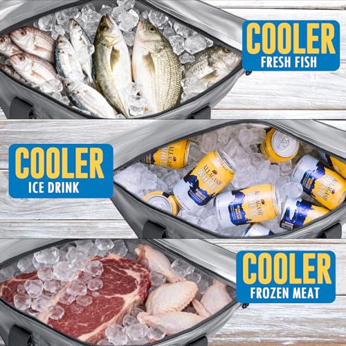 THKFISH Insulated Fish Cooler Bag, 25x17.5in Portable Soft Cooler Bag for Caught Fish, Travel, Beach, Camping, Picnic, Lunch, Fishing, 24HR Cold Retention - color: Silver --25x17.5x8.6"