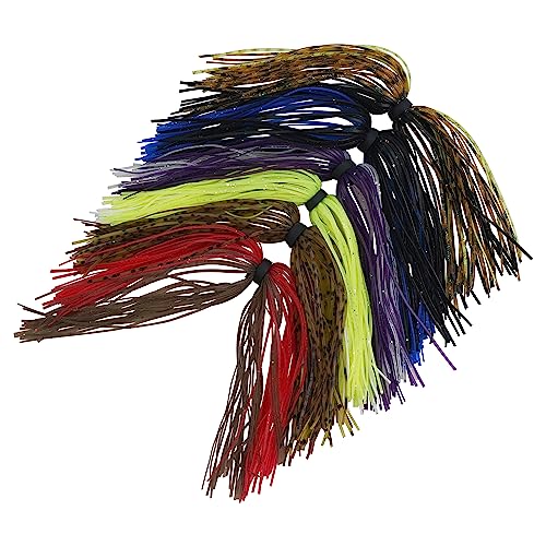 Spinner Bait Skirt Silicone Jig Skirts Replacement DIY Fishing Lures,Fishing Lure Making Supplies Spinnerbaits Fishing Skirts Squid Jig Lures Skirts Casting Jigs Football 50 Strands - color: 12 Bundles