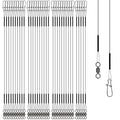 Stainless Steel Fishing Wire Leaders, Black Coated & Uncoated Options, Heavy Strength 31–100LB, 6–21in Multi Sizes with Rolling Swivels Snaps for Salt Fresh Water Shark Pike Barracuda - color: 35PCS-11.81in(70LB)