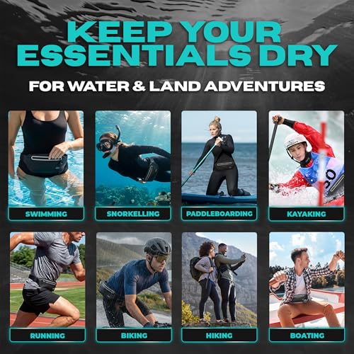 Drench 2-Pack 100% Waterproof Fanny Pack – IPX8 Submersible Dry Bag Waist Pouch & Waterproof Phone Case for Swimming, Boating, Kayaking, SUP & Snorkeling – Underwater Floating Belt Bag Set, Black - color: Black 2 Pack
