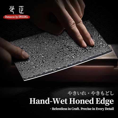 DRGSKL Damascus Meat Cleaver Knife - VG10 Butcher Knife for Meat Cutting - Kitchen Knives for Chopper Big Vegetables - Japanese G10 Handle - with Gift Box - size: 7.3 inch