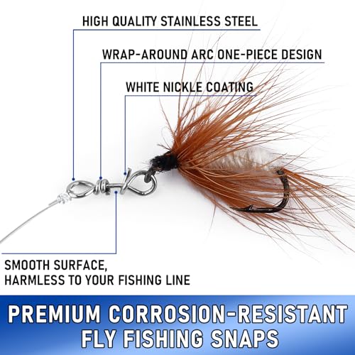 Alwonder 150-Pack Fly Fishing Snaps Twist Clips, 3/5 Sizes Stainless Steel Quick Change Lure Snaps No Knot Clip Quick Snap Fast Snap Lure Connector for Jigs Lures Fishing Clips Swivels Terminal Tackle - color: 150-Pack Twist Clips-3 Sizes(S, M, L)-Silver
