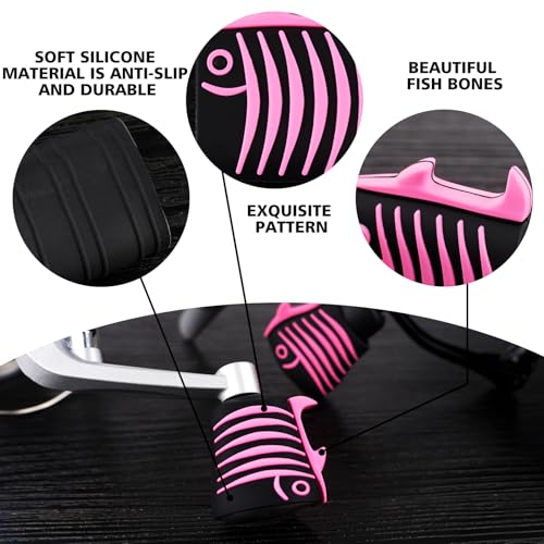 Fishing Reel Replacement Handle with Knob Covers, Spinning Casting Baitcaster Reel Grip Parts Universal Rocker Arm Non-Slip Rubber Sleeve - color: 12PCS-Reel-Knob-Covers