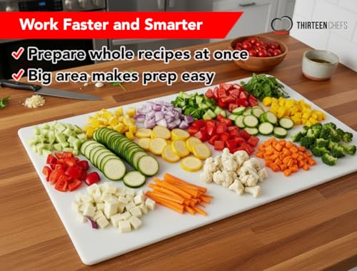Big 30 x 18 Plastic Cutting Board - 3/4 Inch Thick for Meat, Game and Fish - Commercial Grade HDPP Poly with NSF Stamp, Weighs 13 Pounds, White - color: White, size: 30"L x 18"W