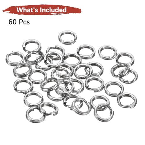 Split Rings Fishing [] - Stainless Steel Flattened Terminal Tackle Connector Lure Snap Split Ring Use for Freshwater Saltwater Loop -Tackle Hook Line Connector - size: 6# 37kg