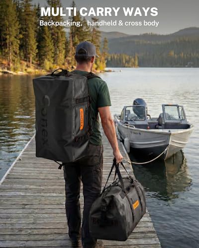 Gonex Waterproof Duffel Bag, 90L Heavy Duty Dry Duffle Bag with Reinforced Thickened Bottom, 3-in-1 Convertible Large Travel Backpack for Kayaking, Motorcycle, Camping & Boating, Black - color: Black, size: 90L