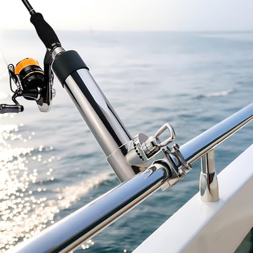 SHENGHUISS Fishing Rod Holder for Boat,360 Degree Stainless Steel Adjustable Fishing Pole Holder,Marine Grade Deck Mount/Rail Mount Rod Holder for Fishing Boat - style: 25-30mm Tube Clamp