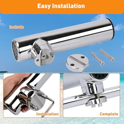 2 Pack Fishing Rod Holders for Boat Rail Mount, Stainless Steel Clamp on Rod Holder for Marine Boat, Fishing Boat, Pontoon, Jon Boat - style: Fit 7/8" to 1" Rail Bottom Clevis
