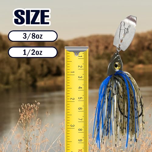 Reaction Tackle Tungsten Bladed Swim Jig Heads - Vibrating Chatter Jig with Silicone Skirt for Bass Walleye Pike (2-Pack) - color: Chartreuse Tiger, size: 1/2 Oz